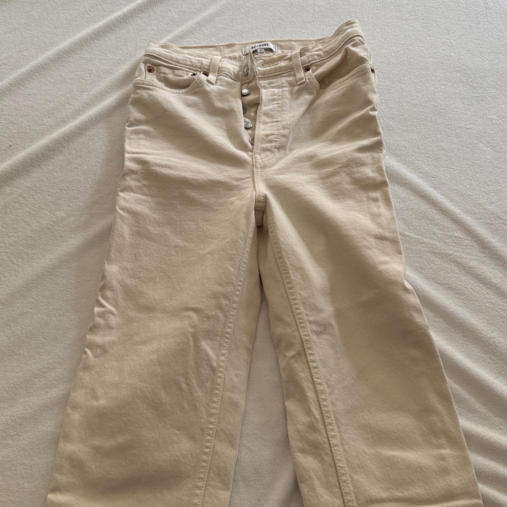 Re/Done Light Tan Wide-Leg Trousers